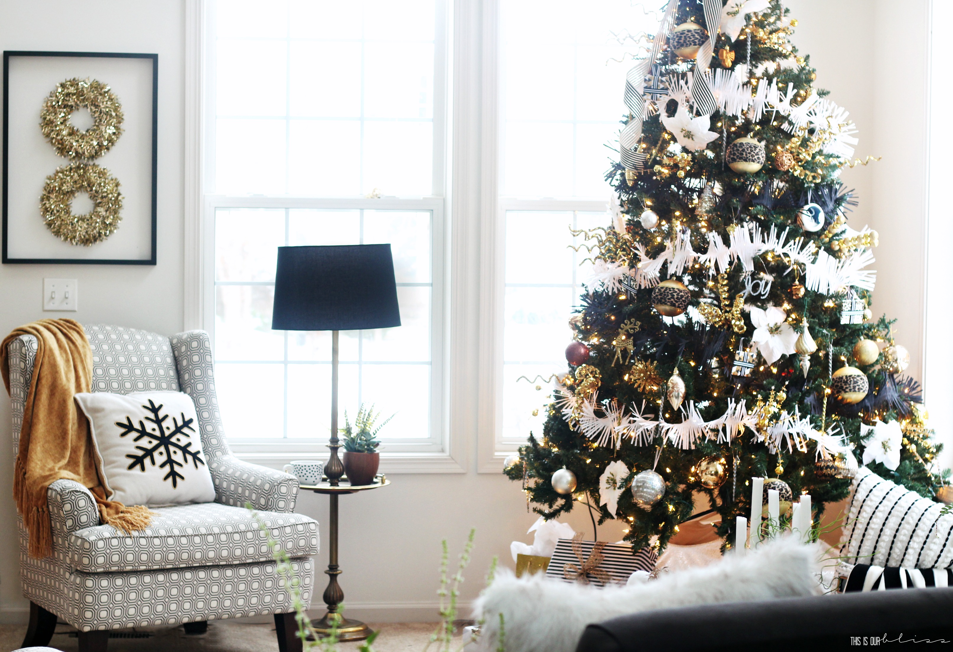 Bold Neutral Glam Christmas Tree In The Living Room This Is Our Bliss