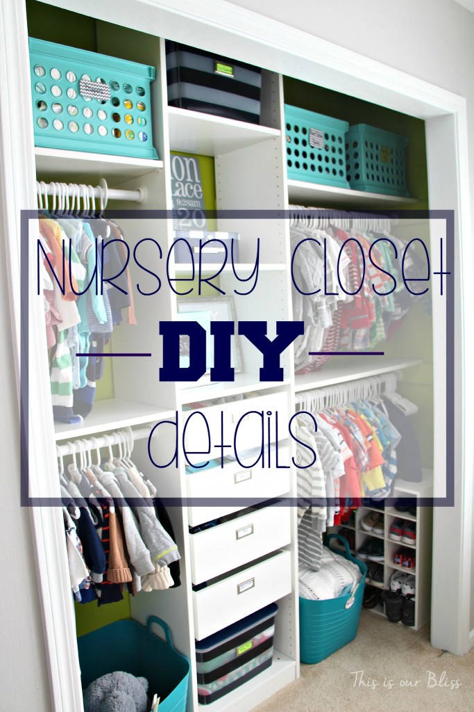Baby boy nursery closet - DIY nursery closet deatails - navy green gray - This is our Bliss