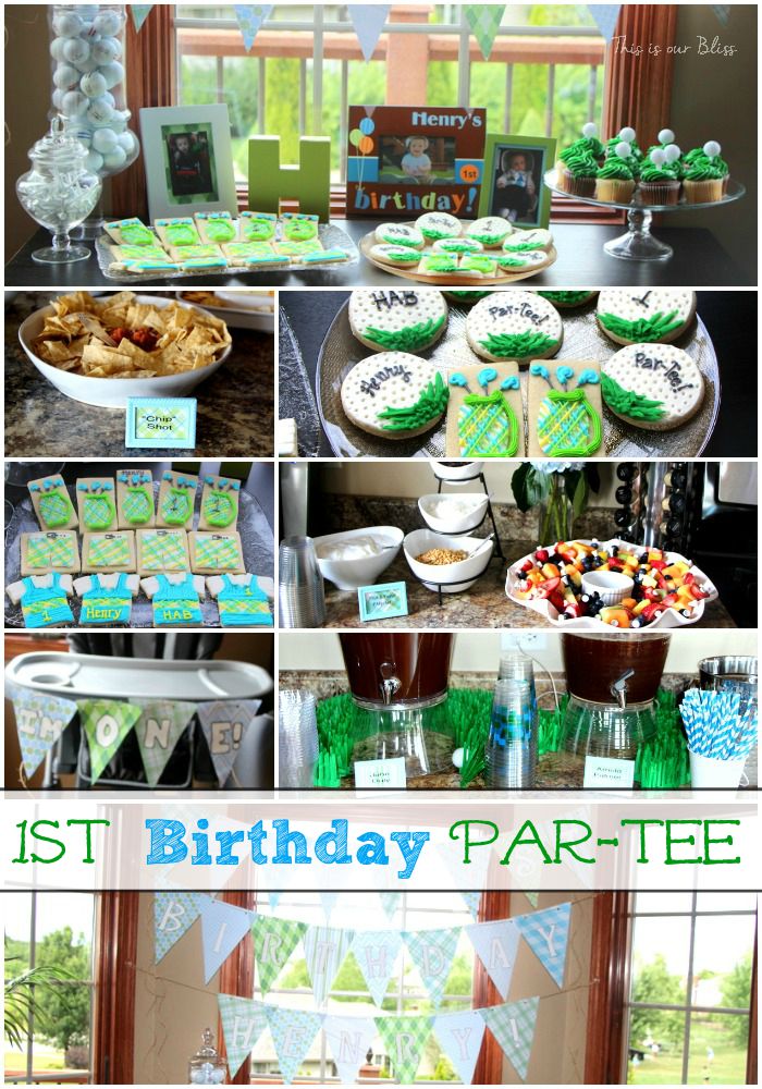 1st birthday par-tee! - golf-themed birthday party - club sandwiches - yogurt par-fait bar - golf cookies - This is our Bliss