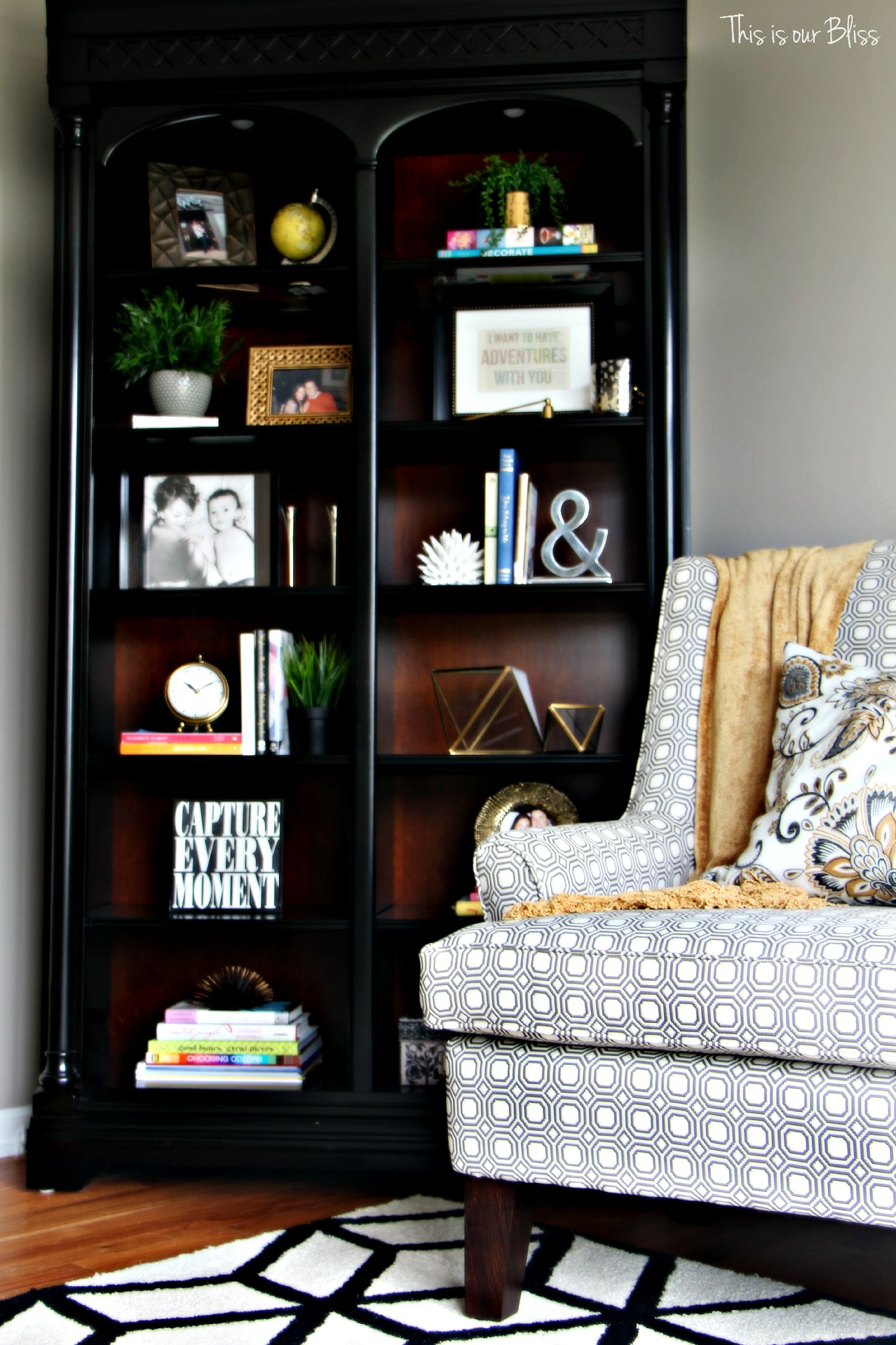 formal living room bookcase before - how to update an old bookcase - This is our bliss