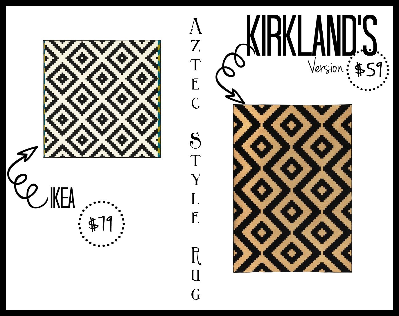 kirklands partnered post - aztec style rug - look for less - this is our bliss