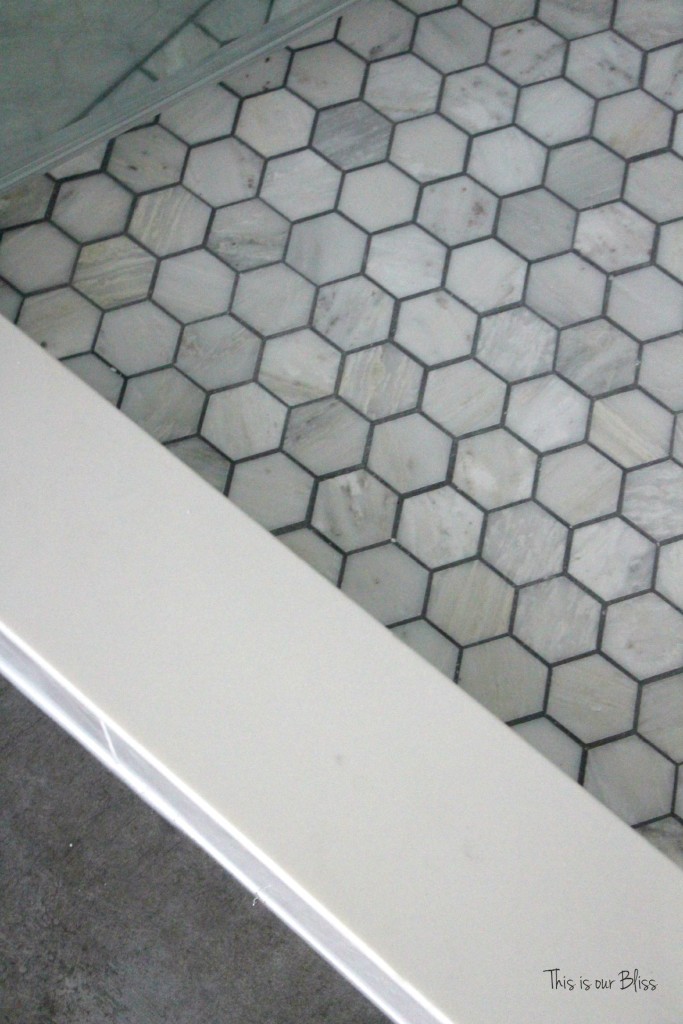 TIOB basement project - basement bathroom - carrera marble tile & marble hexago tile file - This is our Bliss