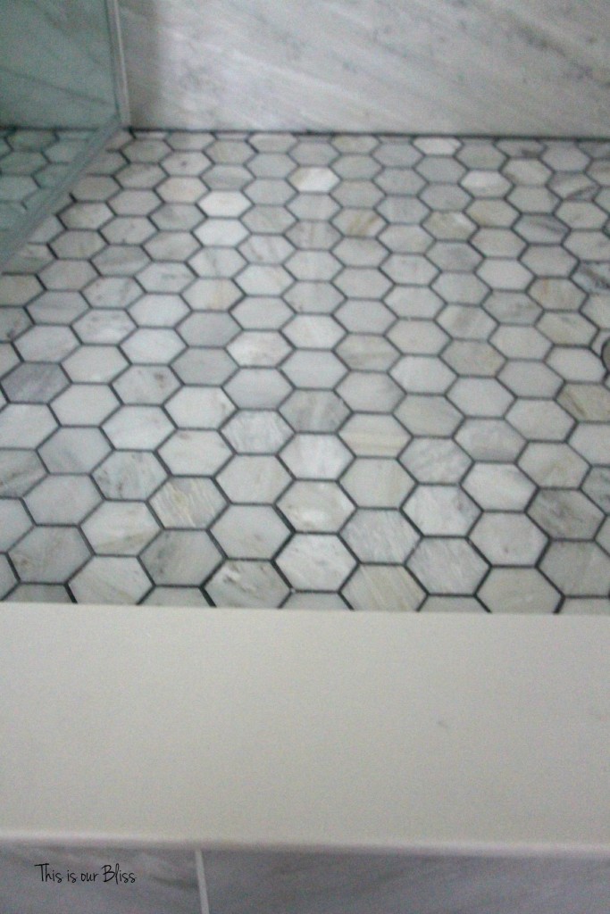 TIOB basement project - basement bathroom - marble tile & marble hexagon marble floor - This is our Bliss