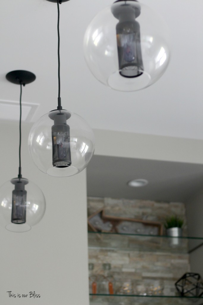 Basement bar modern industrial pendant lights stacked ...