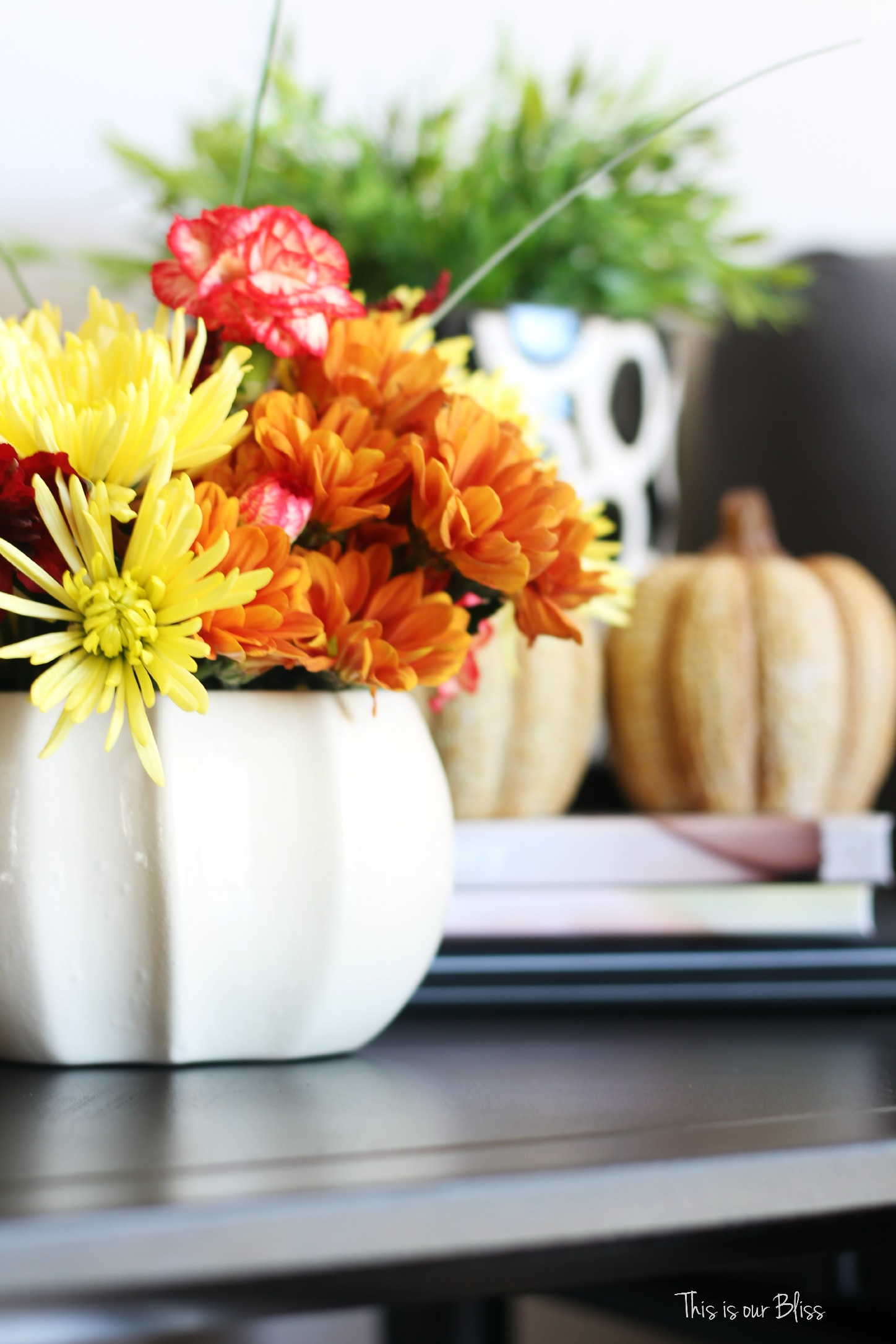 easy fall vignette - simply fall decor - this is our Bliss