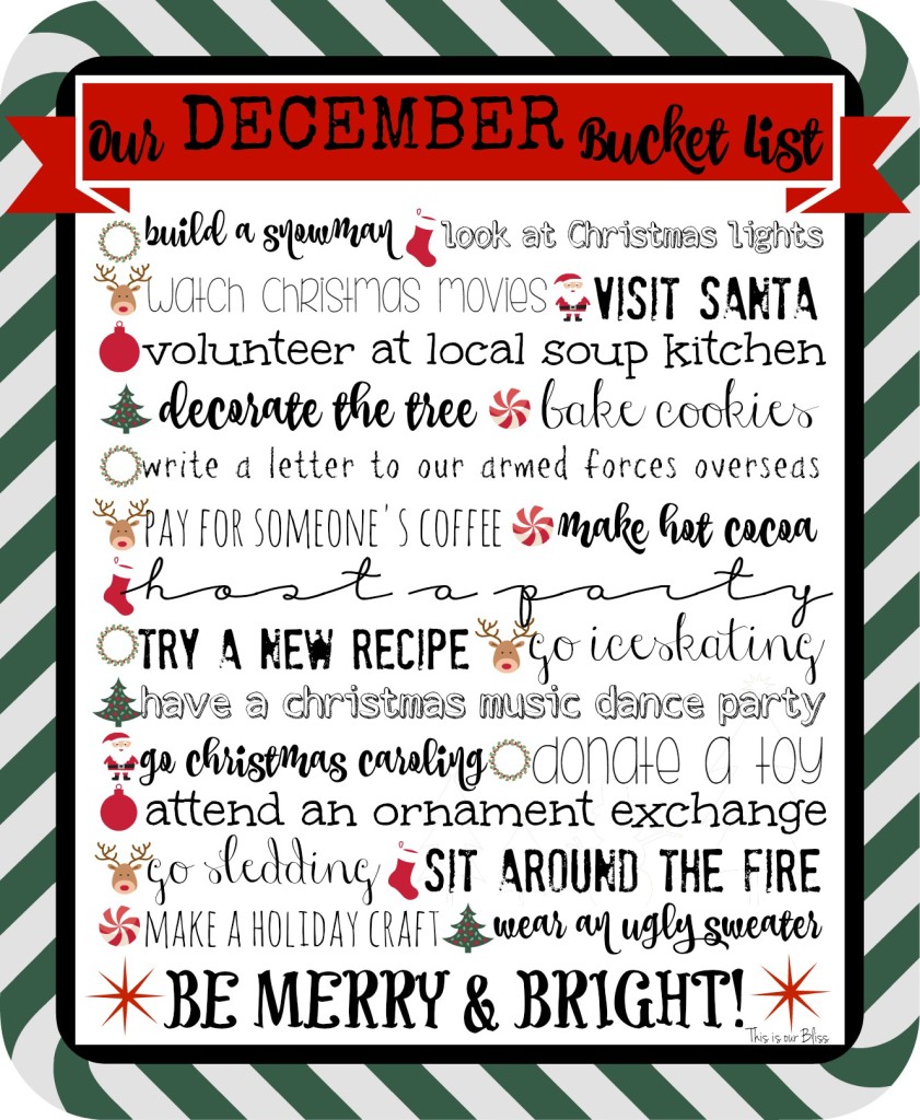 December bucket list - family friendly winter activities - 2015 - This is our Bliss