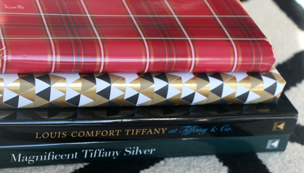 easy christmas decorating - wrapped coffee table books - This is our Bliss