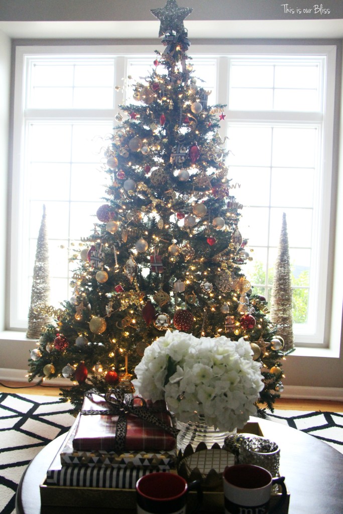 12 days of christmas blogger tour - forma living room coffee table and tree - This is our Bliss