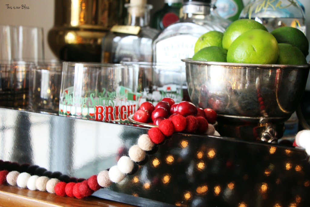 holiday bar - making spirits bright - barware and bar accessories - bar cart styling - This is our Bliss