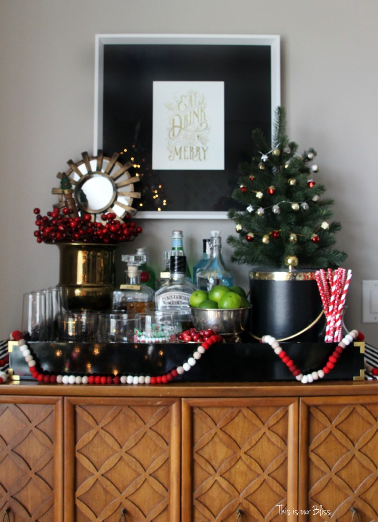 holiday bar tray - barware - bar accessories - bar cart styling - christmas spirits - This is our bliss