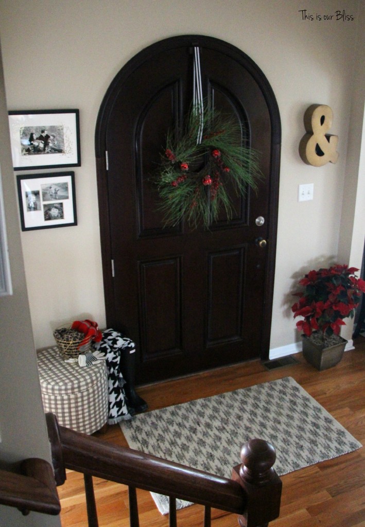 holiday home tour - christmas entryway - minted photo gifts - gold foil - christmas front door entryway - This is our Bliss
