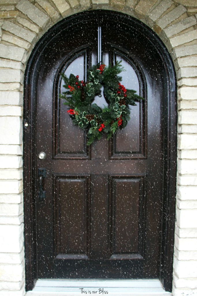 holiday home tour - snowfall front door - This is our Bliss front door - front door christmas wreath - This is our Bliss