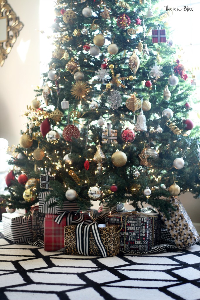 my home style christmas tree edition - bold neutral glam - red black white gold - thisisourbliss.com