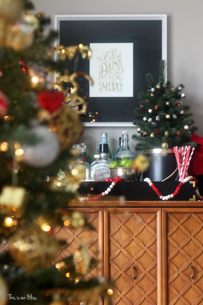 this is our bliss - merry bright and blissful holiday home - holiday bar - living room bar - thisisourbliss.com