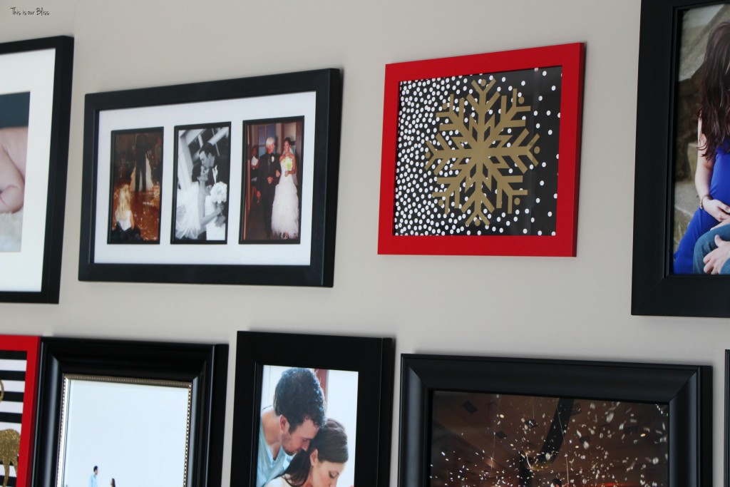 holiday gallery wall red frames $6 gallery wall update This is our Bliss www.thisisourbliss.com