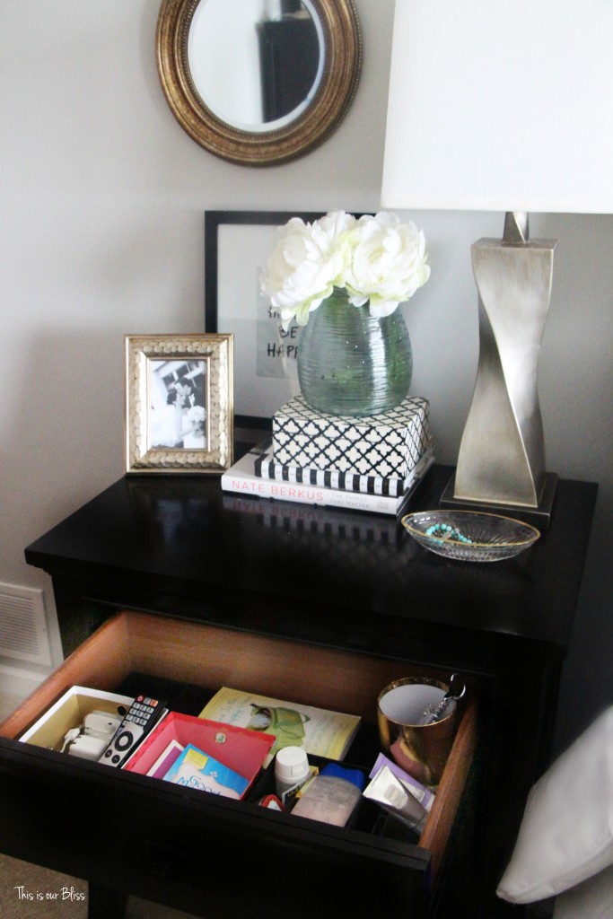 How to organize your bedside table drawer - nightstand organization This is our Bliss www.thisisourbliss.com