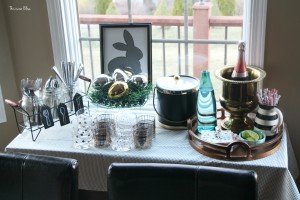 Easter brunch beverage bar buffet table | drink table | Spring tablescape || This is our Bliss