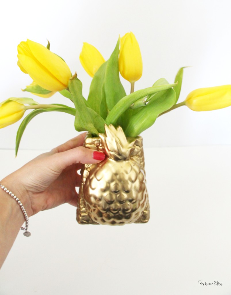 Thrifted find | Pretty Welcoming vase | gold pineapple vase 1 | Its so ugly its cool thrift challenge || This is our Bliss