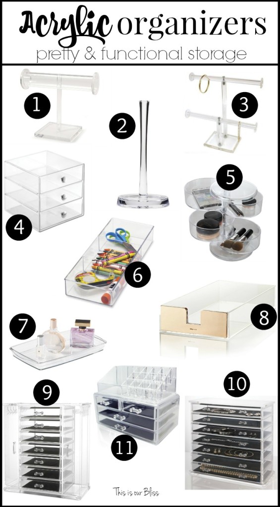 Acrylic organization | pretty and functional storage options | cosmetic & jewelry storage ideas || This is our Bliss