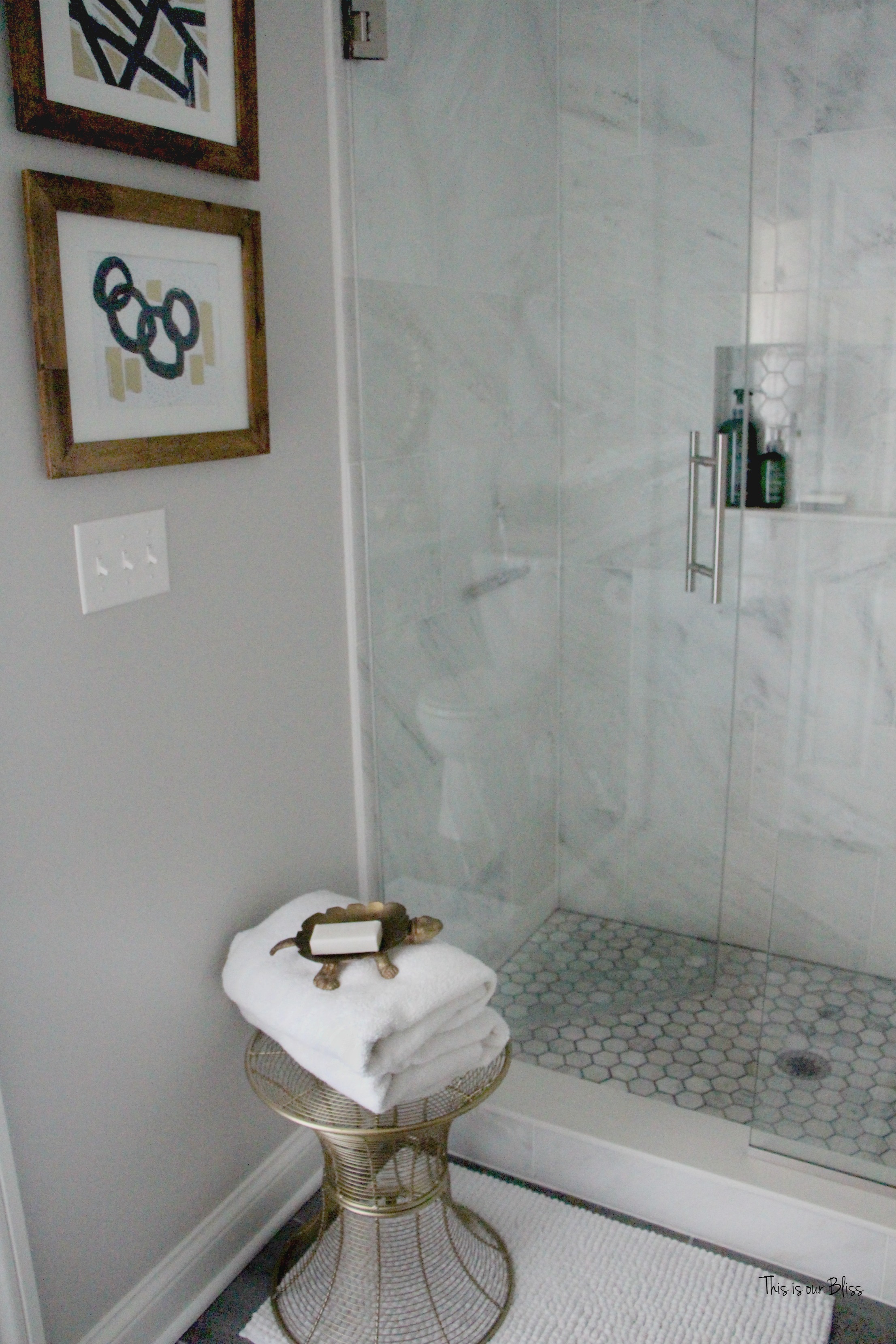 How to Create a Neutral Glam Basement Bathroom | This is our Bliss