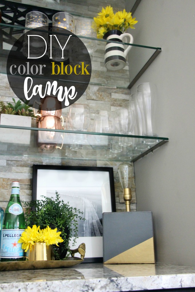 DIY color block lamp 1 | create and share Lamp-alooza challenge bar shelves summer styling | This is our Bliss | www.thisisourbliss.com