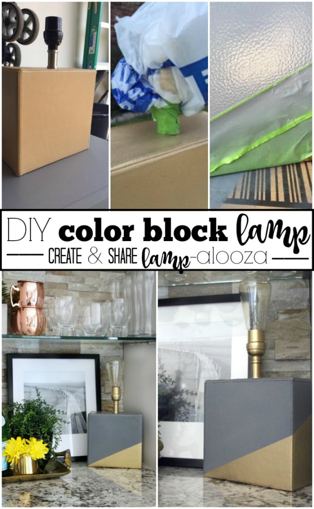 DIY color block lamp | create and share lampalooza | gray and gold | thrifted lamp makeover | This is our Bliss