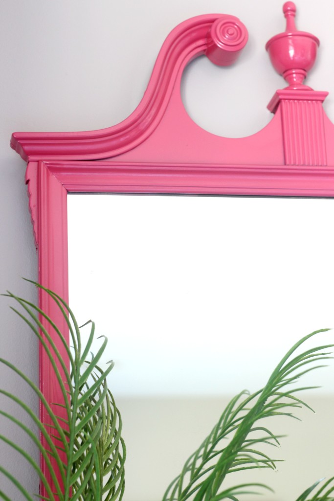 Eddie Ross Inspired by DIY | Indoor summer bar styling | Thrifted mirror makeover | painted pink mirror detail | This is our Bliss