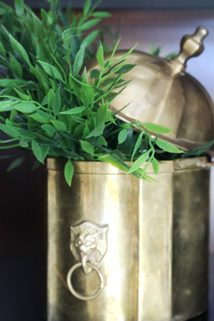 Thrifted find | brass lion head bucket with lid | Its so ugly its cool thrift challenge | This is our Bliss | www.thisisourbliss.com