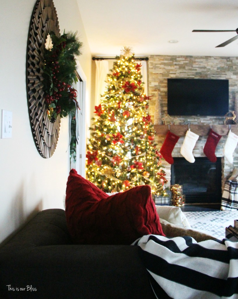 Christmas Family Room & mantel styling | Christmas inspiration | This is our Bliss