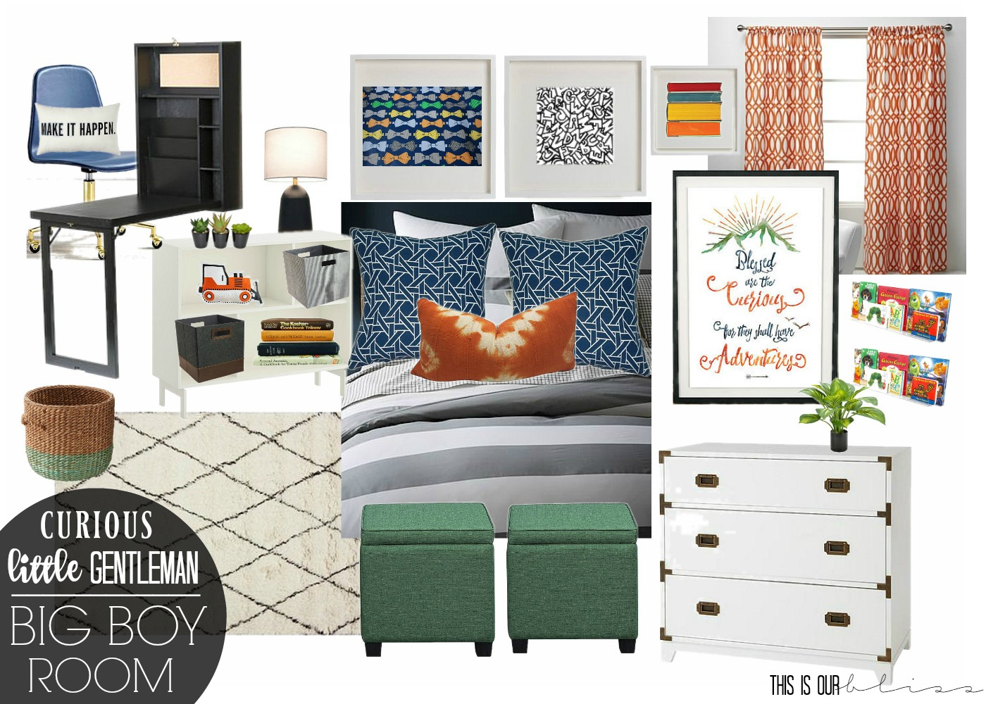 Curious Little Gentleman Big Boy Room Design Board | This is our Bliss | www.thisisourbliss.com