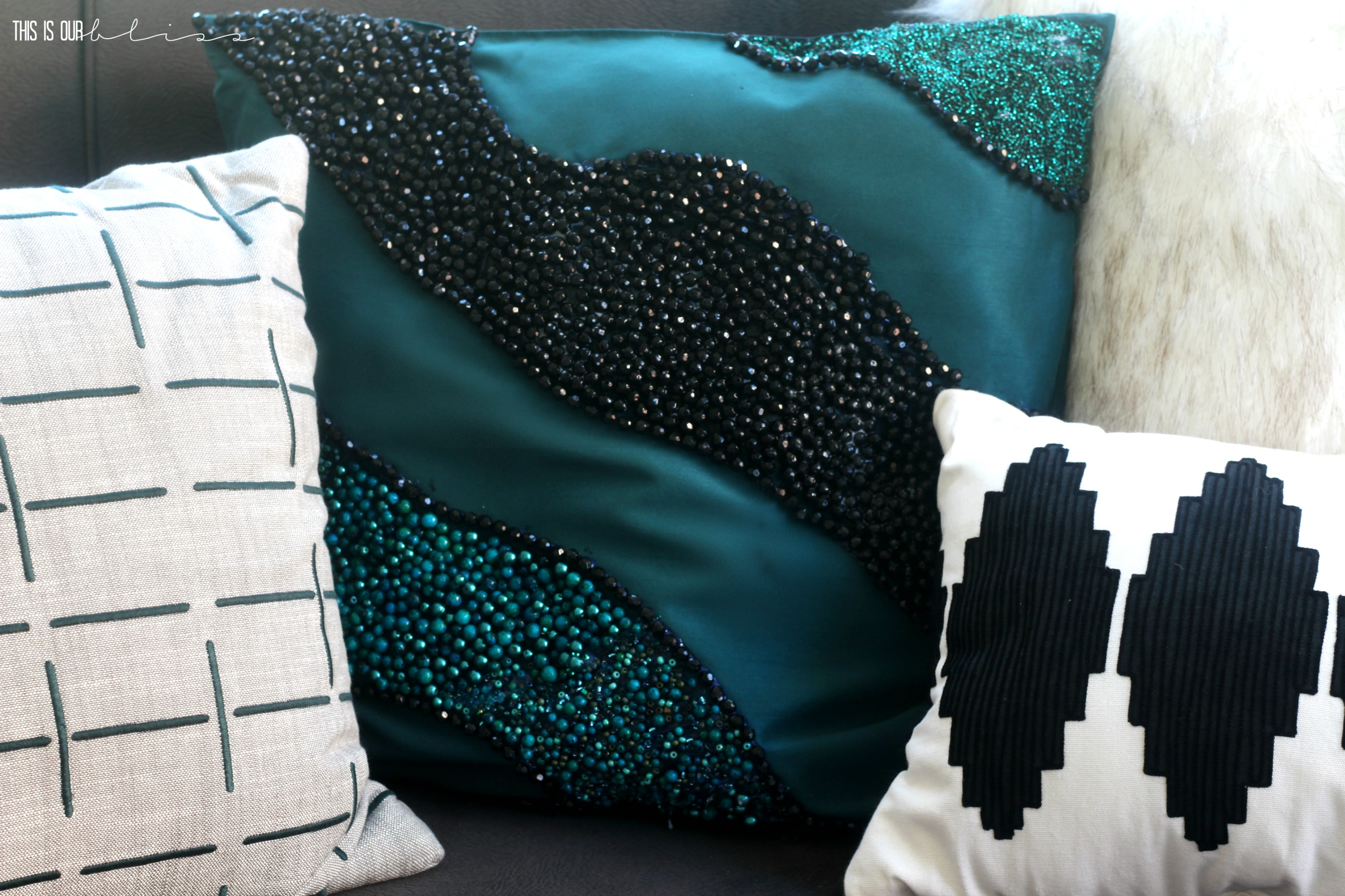 West Elm Inspired beaded pillow | DIY beaded pillow | This is our Bliss | www.thisisourbliss.com