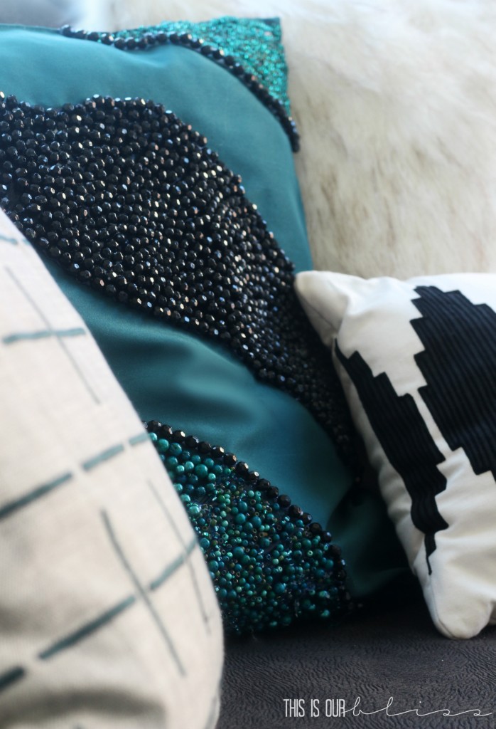 Inspired by DIY | West Elm Inspired beaded pillow | This is our Bliss | www.thisisourbliss.com