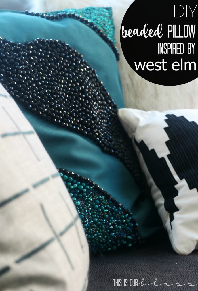 West Elm Inspired DIY beaded pillow | This is our Bliss | www.thisisourbliss.com