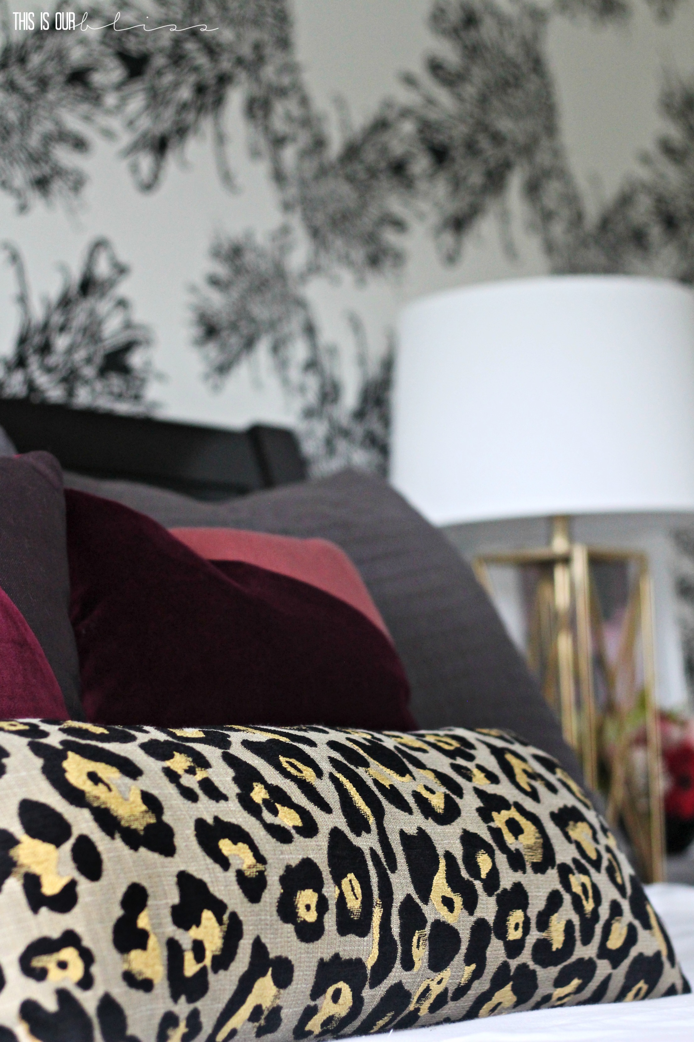 Master Bedroom Wallpaper Accent Wall Leopard Pillow This Is