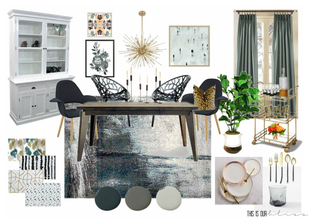 A Bold Graphic Glam Dining Room | Inspiration Board & Makeover plans for the Fall 2016 One Room Challenge | This is our Bliss | www.thisisourbliss.com