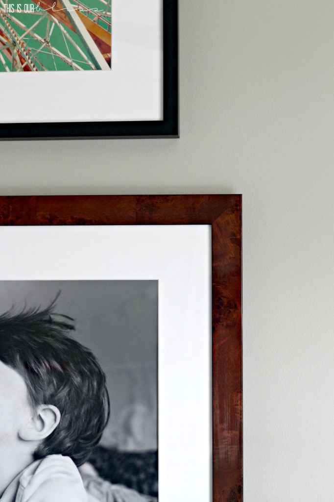 Oversized art in the big boy room gallery wall | Framebridge custom frames | This is our Bliss