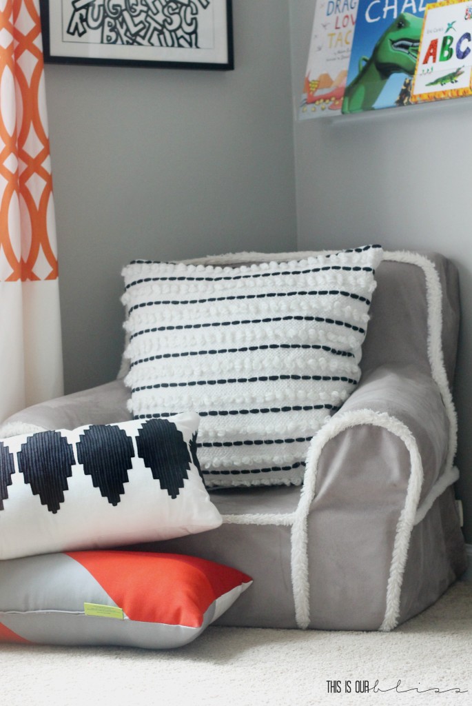 Book corner or reading corner in a little boy's room | This is our Bliss