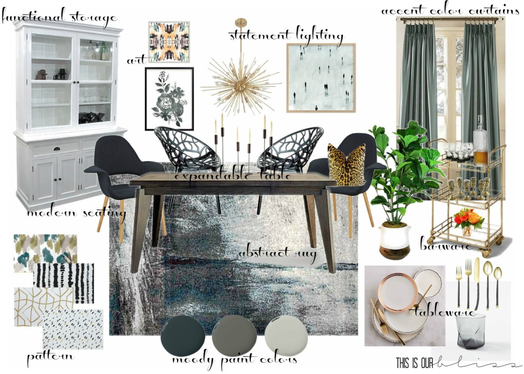 A Bold Graphic Glam Dining Room | Inspiration Board & Makeover plans for the Fall 2016 One Room Challenge | This is our Bliss | www.thisisourbliss.com