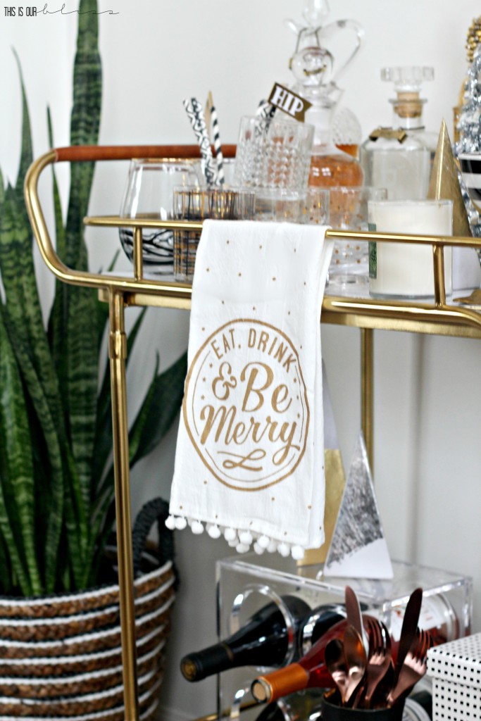 kirklands-christmasland-decor-bar-cart-typography-towel-this-is-our-bliss