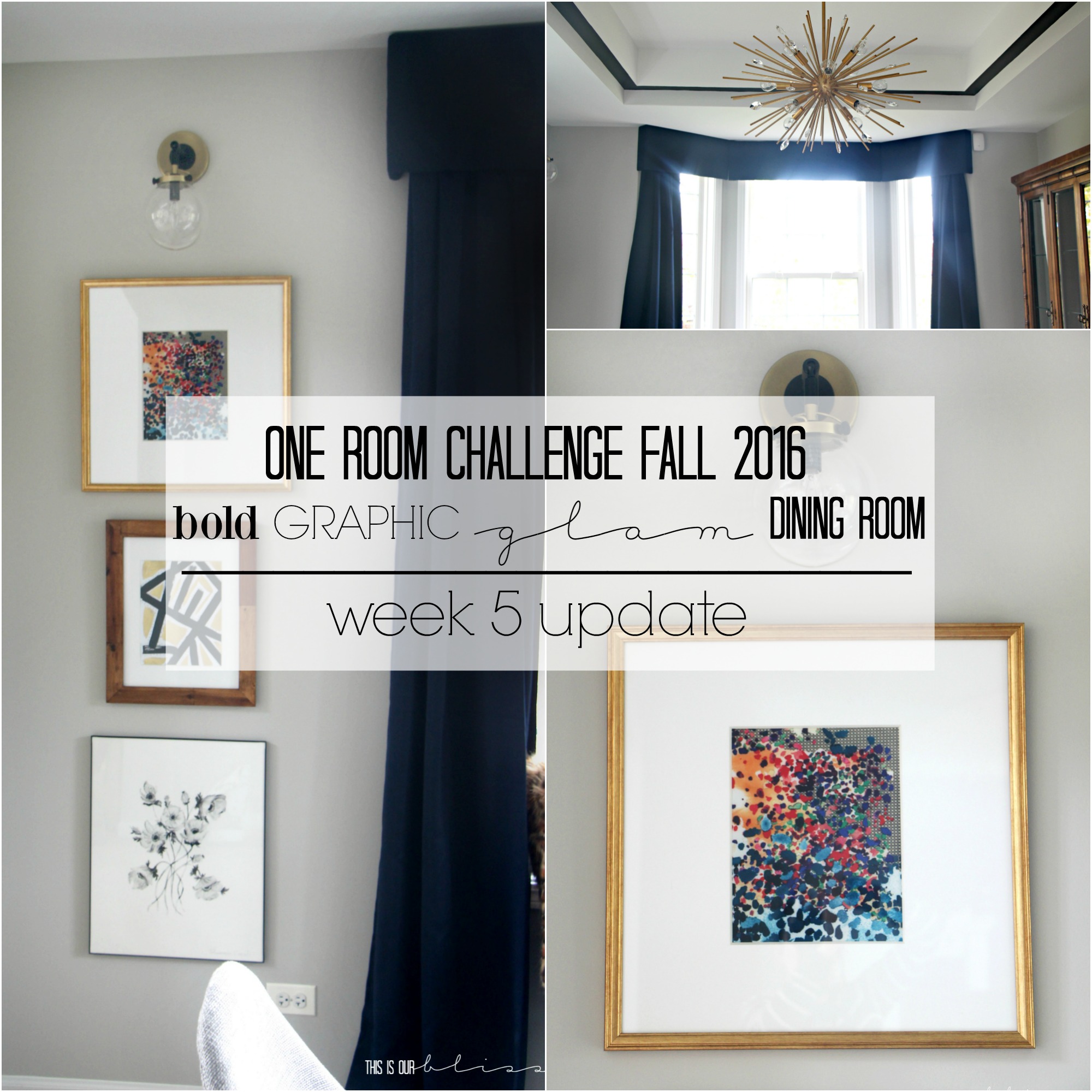 Bold Graphic Glam Dining Room | One Room Challenge Fall 2016 | This is our Bliss | www.thisisourbliss.com
