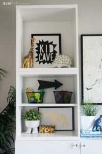 Stylish and Bold Modern Playroom | Eclectic Modern Safari space for kids | Neutral decor with pops of color | This is our Bliss