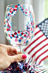Festive & Frugal 4th of July | Red, White & Blue Confetti Star Wine Glass | My Dollar Store DIY | www.thisisourbliss.com