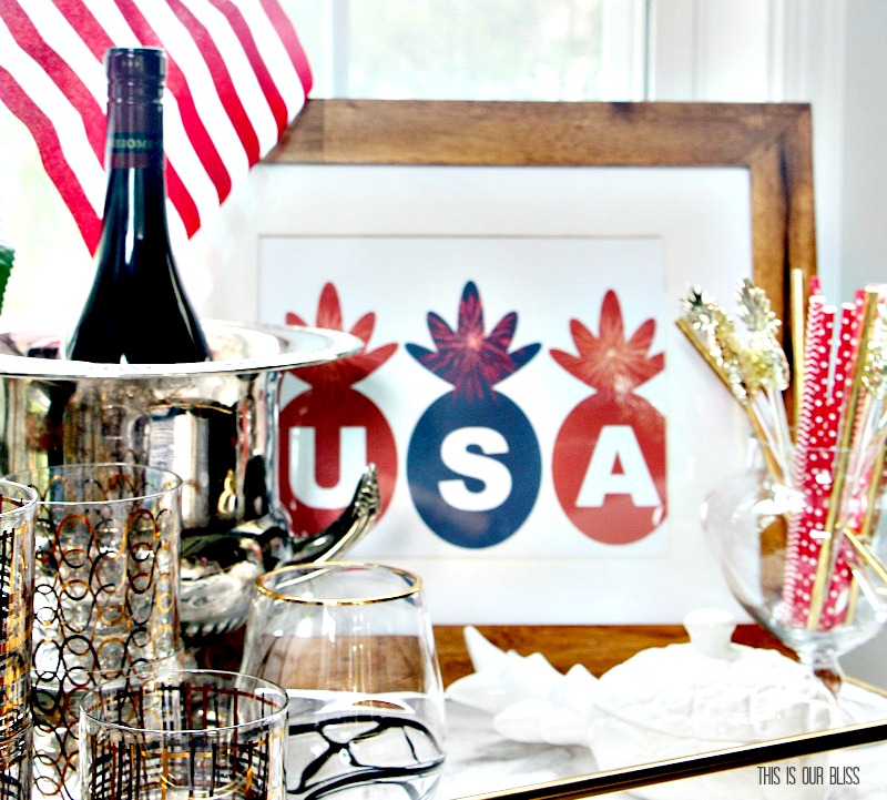 Free Patriotic Pineapple Printable | 4th of July Entertaining | 4 Days of Festive & Frugal 4th of July Ideas | www.thisisourbliss.com