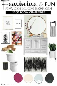 $100 Room Challenge | Pretty in Pink Powder Room Refresh Mood/Inspiration Board