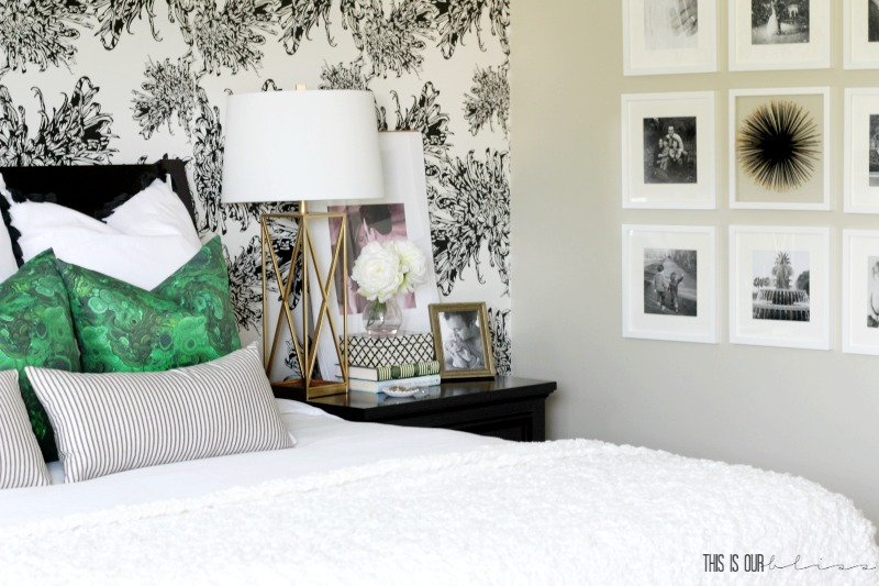 Simple Tips for How to Hang a Gallery Wall | White Frame Gallery Wall in the Master Bedroom