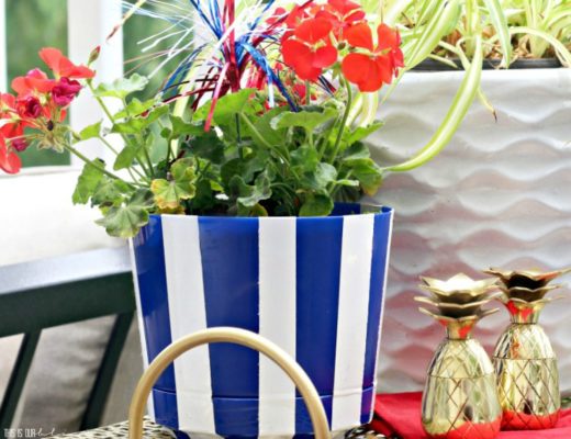 DIY Dollar Store Blue and White Striped Planter Pot | My Dollar Store DIY Series || This is our Bliss