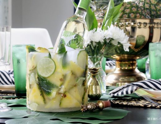DIY Tropical Fruit Ice Mold Wine Chiller for Summer Entertaining with Pineapple pieces - This is our Bliss