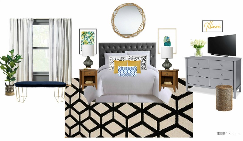 Basement Guestroom Makeover - Bedroom Moodboard - $100 Room Challenge - This is our Bliss - www.thisisourbliss.com