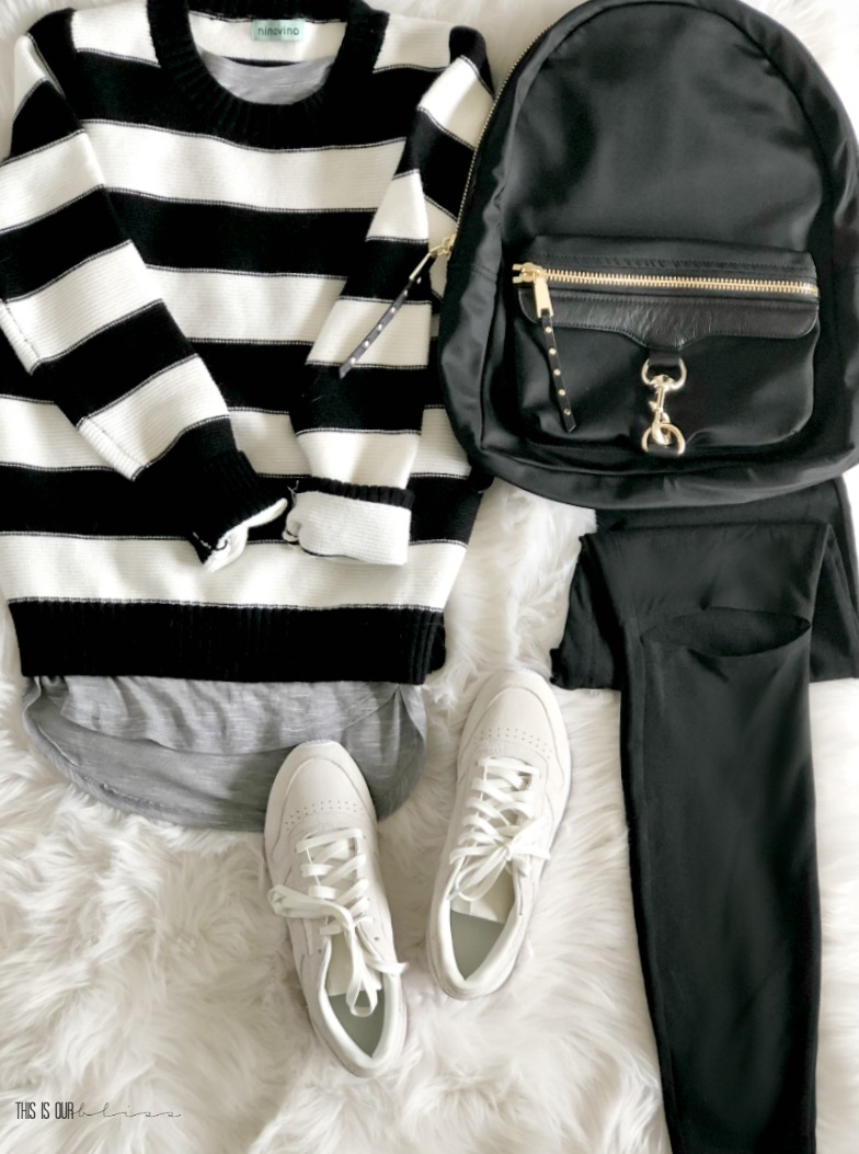Black and White Layered Sweater Outfit