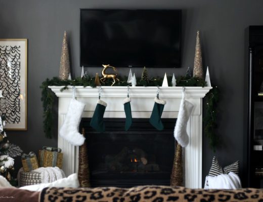This is our Bliss Christmas Family Room - Neutral Metallic and touches of green - www.thisisourbliss.com